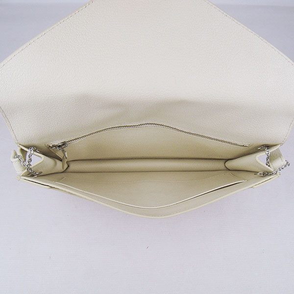 7A Hermes Togo Leather Messenger Bag Off-White With Silver Hardware H021 Replica - Click Image to Close